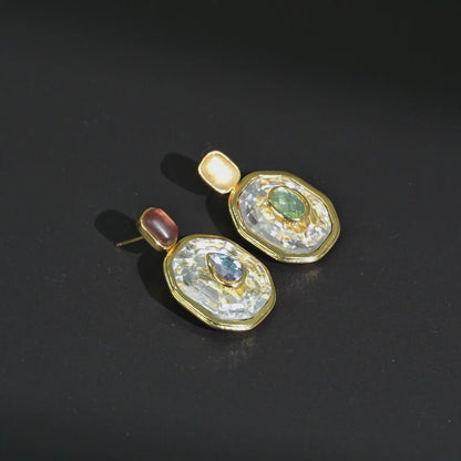 Crystal Inlay Drop Earrings