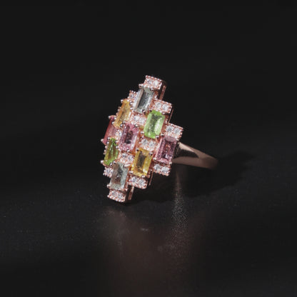 Radiant Tourmaline Spectrum Ring