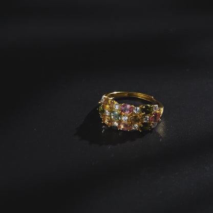 Color Grid Sparkle Tourmaline Ring