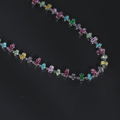 Multi-color Mixed Rectangle Necklace