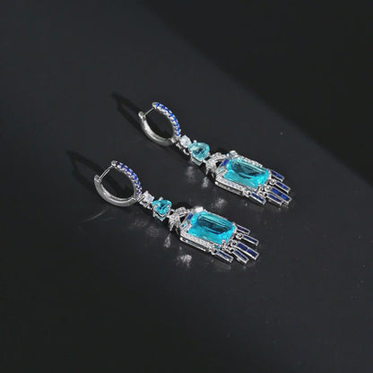Blue Tide Deco Fringe Earrings