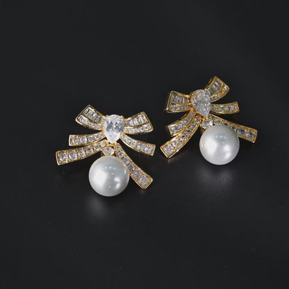 Grand Bow Pearl Earrings