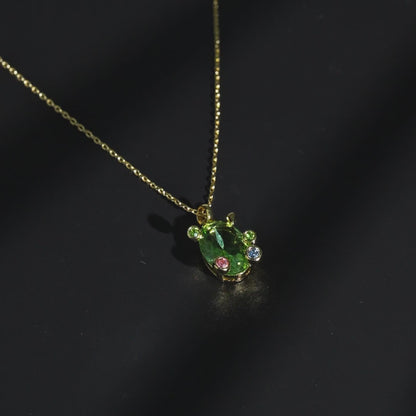 Peridot Oribit Halo Necklce