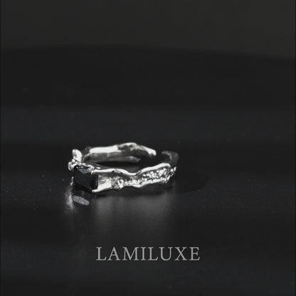 Black Tourmaline Crown Ring