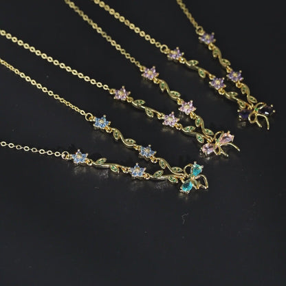 Delicate Floral Bow Necklace
