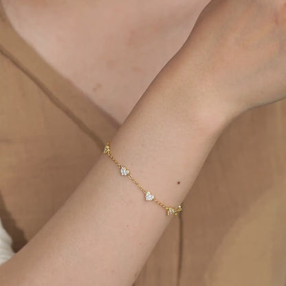 Heart Shine Zirconia Gold Plated Bracelet