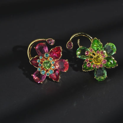 Petal Bloom Earrings With Ear Cuff