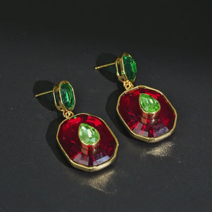 Color Inlay Drop Earrings