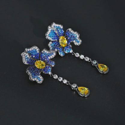 Blue Orchid Drop Earrings