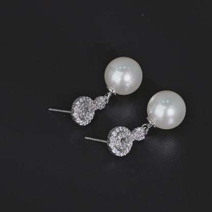 Pave Halo Pearl Jewelry Set