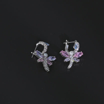 Pastel Dragonfly Hoops Earrings