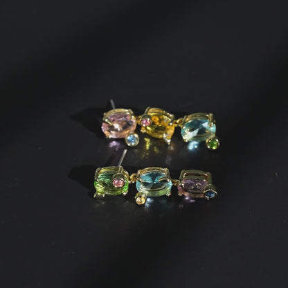 Multi-Gem Vertical Drop Earrings