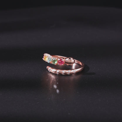 Tourmaline Snake Shadow Snake Print Ring