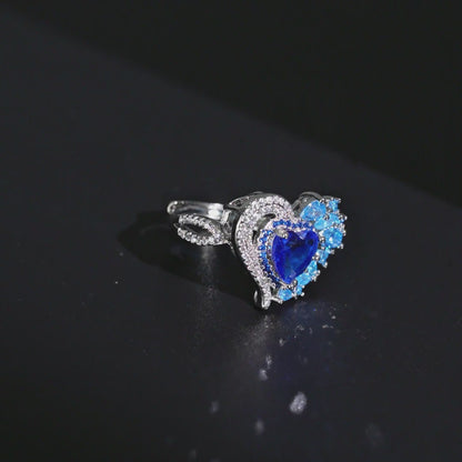 Blue Tide Heart Ring