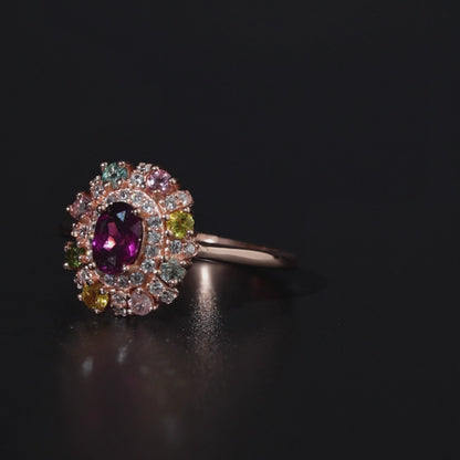Purple Tooth Black Tourmaline Ring