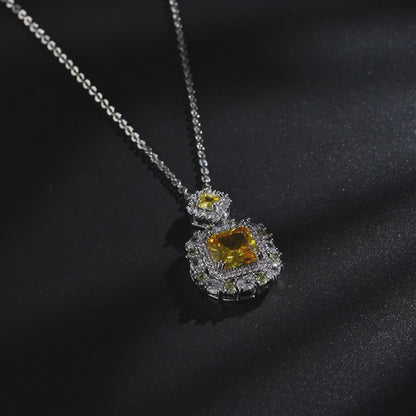 Luxe Sunburst Square Necklace