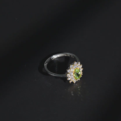 Peridot Filigree Halo Ring