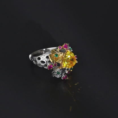 Floral Cluster Open Ring