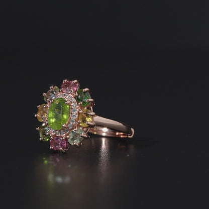 Multi-Color Gypsohila Tourmaline Ring
