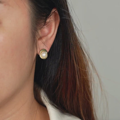 Natural Pearl Golden Plated Earrings