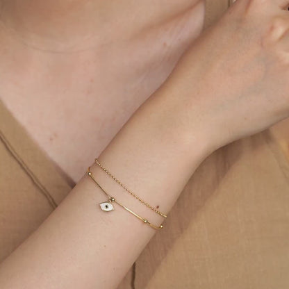 Double-Layer Evil Eye Gold Plated Bracelet