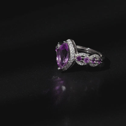 Regal Amethyst Halo Elegance Ring