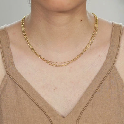 Triple-Layer Gold Plated Beads Necklace