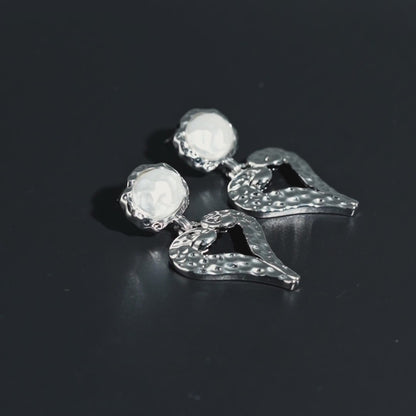 Artisan Pearl Heart Drops Earrings