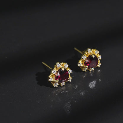 Romance Halo Garnet Earrings