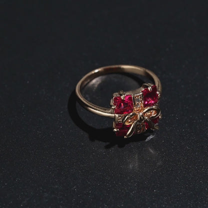 Ruby-Red Gift Bow Ring