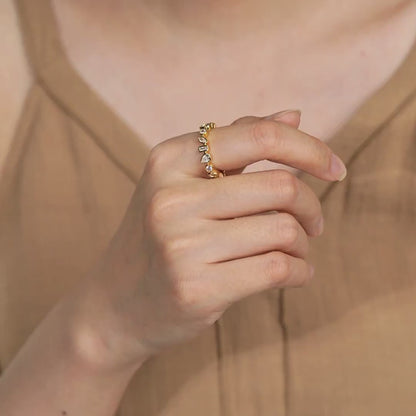 Multi-shaped Zirconia Gold Plated Open-ended Ring