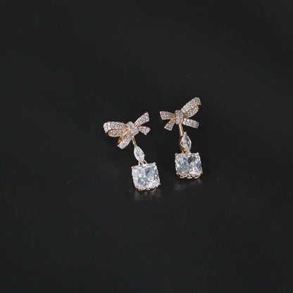 Sparkling Bow Charm Earrings