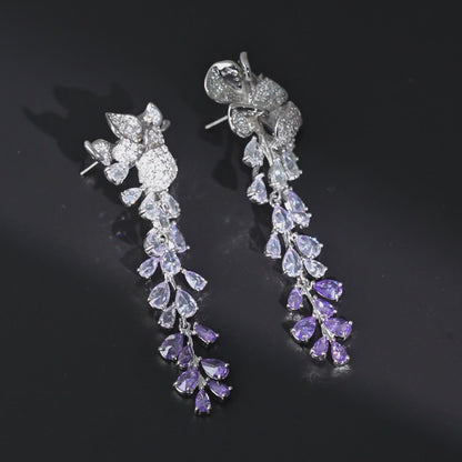 Ombre Petal Cascade Earrings-Blue