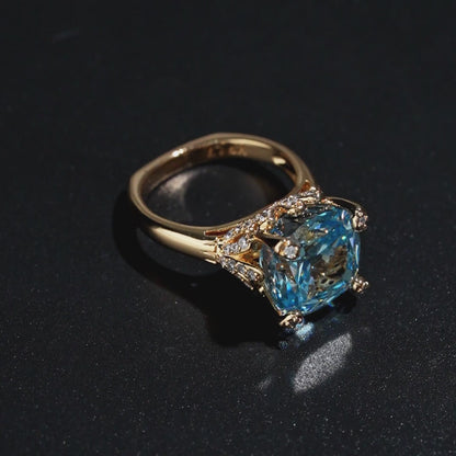 Cushion Blue Glow Ring