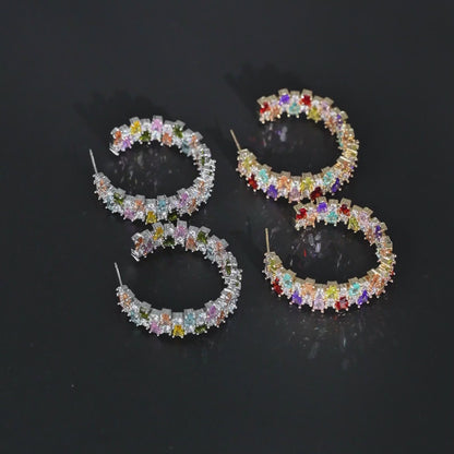 Multicolor Block Split Hoop Earrings