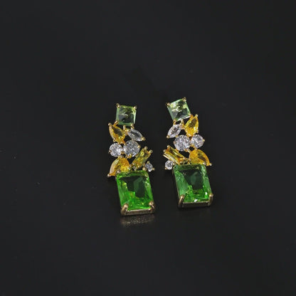 Emerald Collage Drop Earrings