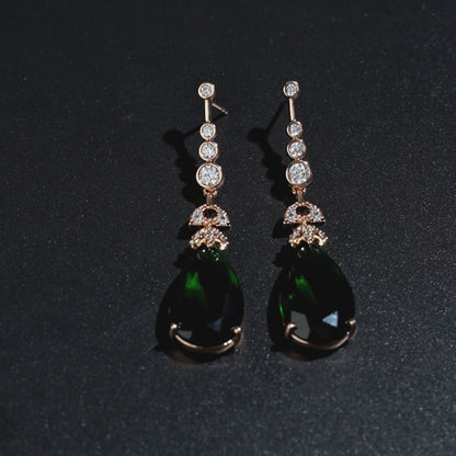 Emerald-Green Glow Drop Earrings