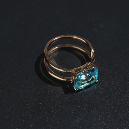 Aqua Glow Open-Warp Ring