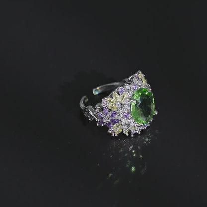 Crown Emerald Open-Ring