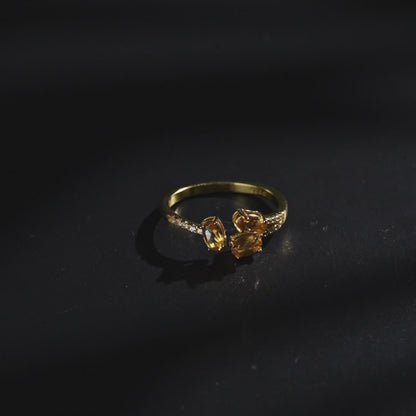 Sunlit Triple Citrine Open-Ring