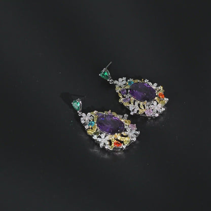 Violet Floral Bloom Earrings