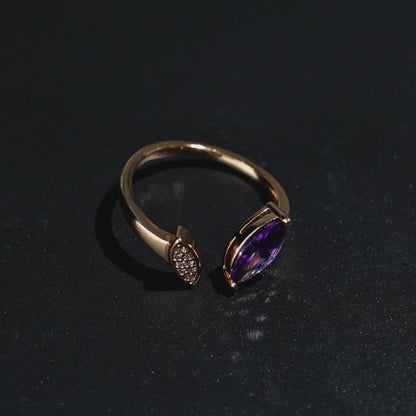 Purple Leaf Open Ring