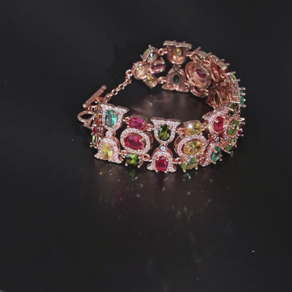 Multicolor Cluster Wide Link Bracelet