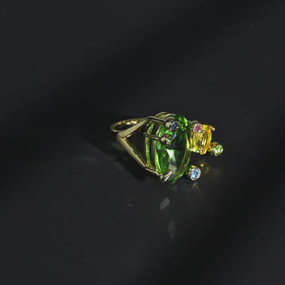 Peridot Oribit Halo Ring