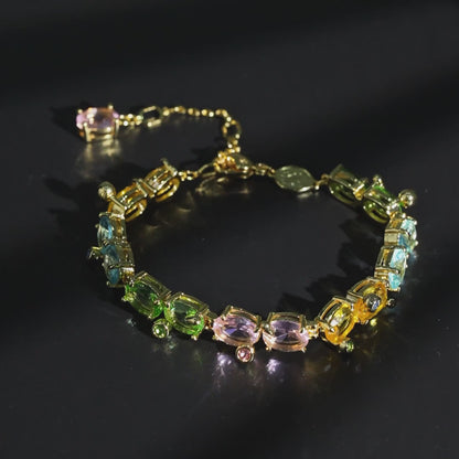 Multi-Gem Chain Link Bracelet