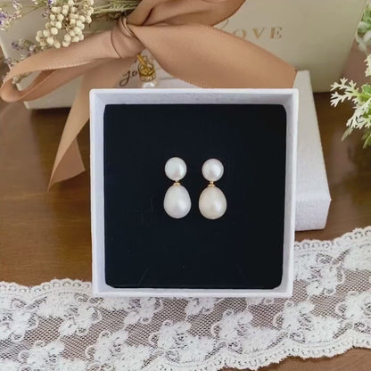 Natural Double Pearl Earrings