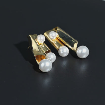 Curled Pearl Drop Earrings