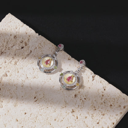Five-Color Round Tourmaline Earrings