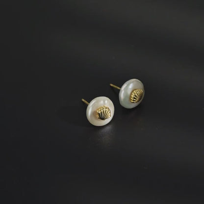 Scallop Shell Pearl Earrings