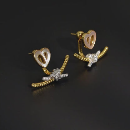 Heart & Knot Ear Jacket Earrings